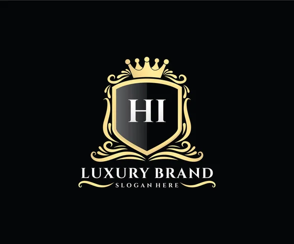 그래픽 손그리기 Heraldic Monogram Antique Vintage Style Luxury Logo Design — 스톡 벡터