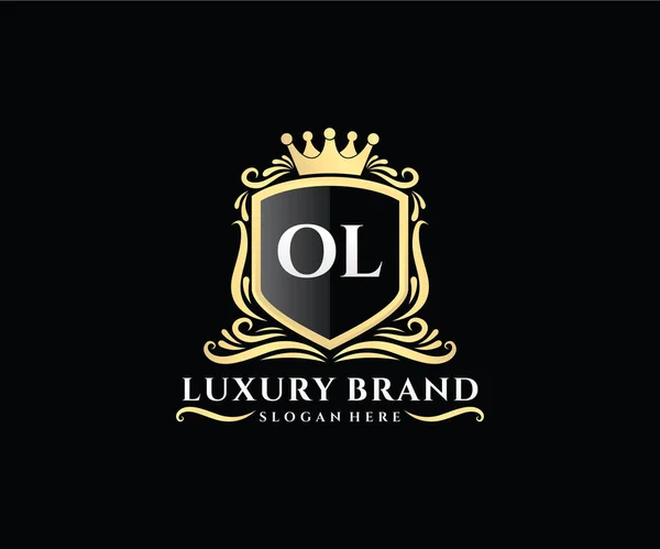 그래픽 손그리기 Heraldic Monogram Antique Vintage Style Luxury Logo Design — 스톡 벡터