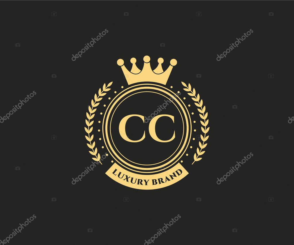 Calligraphic feminine floral hand drawn heraldic monogram antique vintage style luxury logo design Premium Vector