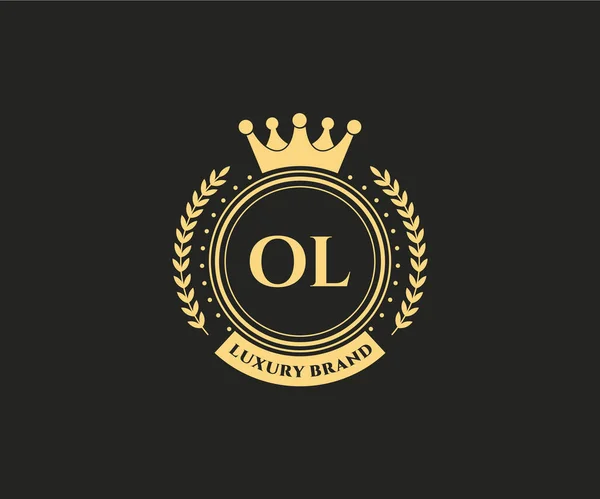 Kaligrafik Kadın Çiçekli Heraldik Monogram Antika Vintage Stil Lüks Logo — Stok Vektör