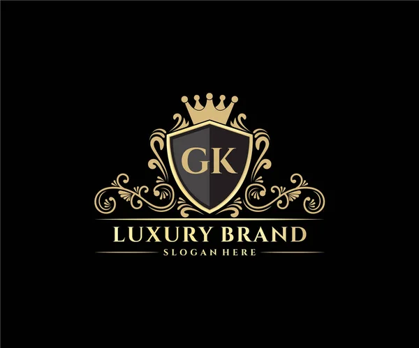 그래픽 손그리기 Heraldic Monogram Antique Vintage Style Luxury Logo Design — 스톡 벡터