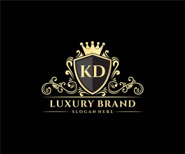 Kaligrafik kadın çiçekli el, heraldik monogram antika vintage stil lüks logo tasarımı Premium Vector çizdi.