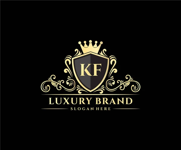 그래픽 손그리기 Heraldic Monogram Antique Vintage Style Luxury Logo Design — 스톡 벡터