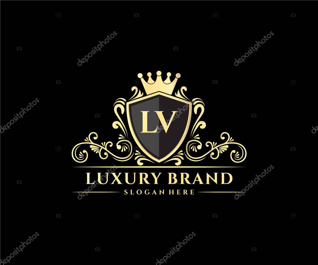 Calligraphic feminine floral hand drawn heraldic monogram antique vintage style luxury logo design Premium Vector.