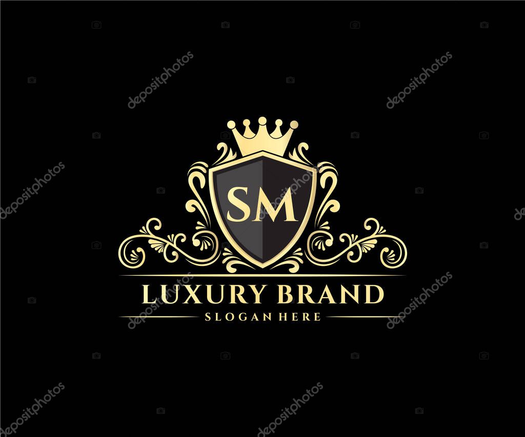 Calligraphic feminine floral hand drawn heraldic monogram antique vintage style luxury logo design Premium Vector