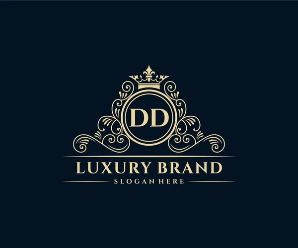 그래픽 손그리기 Heraldic Monogram Antique Vintage Style Luxury Logo Design — 스톡 벡터