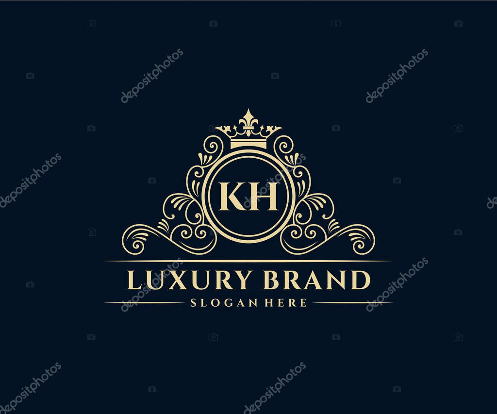 Calligraphic feminine floral hand drawn heraldic monogram antique vintage style luxury logo design Premium Vector