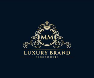 Kaligrafik kadın çiçekli el, heraldik monogram antika vintage stil lüks logo tasarımı Premium Vector çizdi.