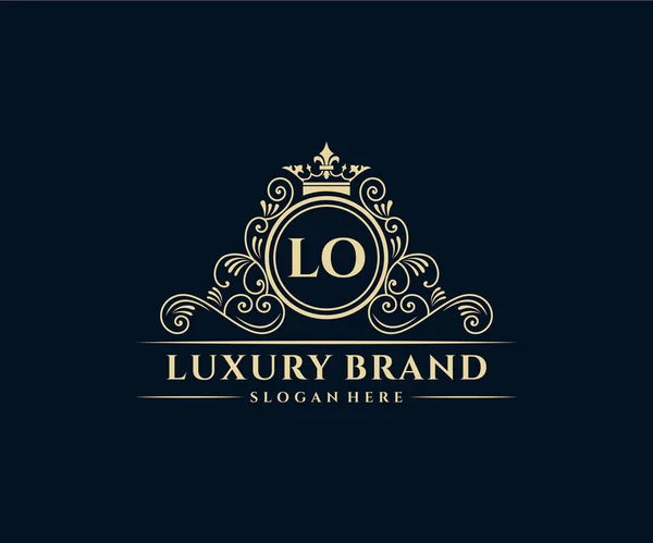 그래픽 손그리기 Heraldic Monogram Antique Vintage Style Luxury Logo Design — 스톡 벡터