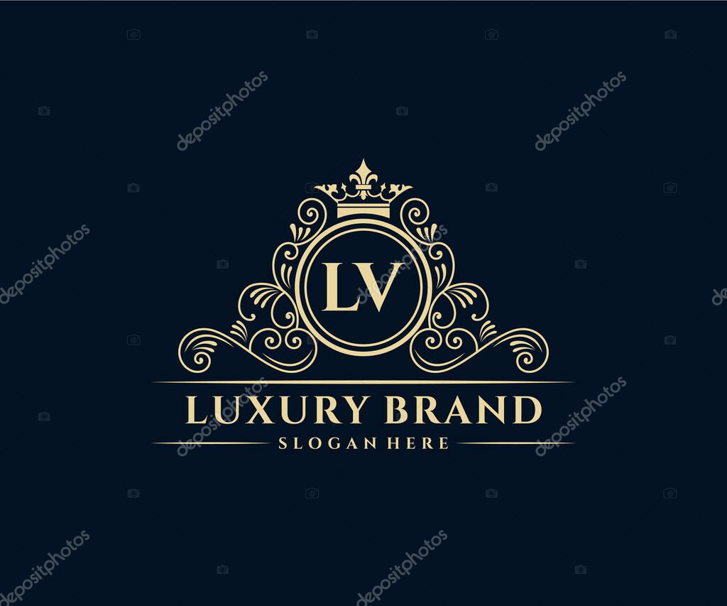 Calligraphic feminine floral hand drawn heraldic monogram antique vintage style luxury logo design Premium Vectory.