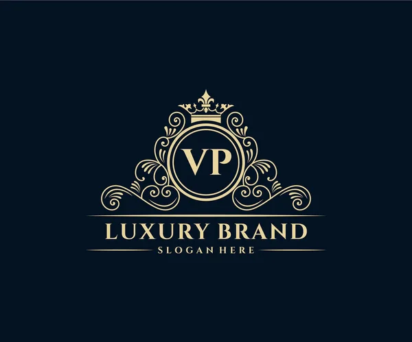 그래픽 손그리기 Heraldic Monogram Antique Vintage Style Luxury Logo Design — 스톡 벡터