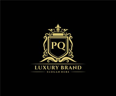 Kaligrafik kadın çiçekli el, heraldik monogram antika vintage stil lüks logo tasarımı Premium Vector çizdi.