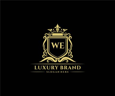 Kaligrafik kadın çiçekli el, heraldik monogram antika vintage stil lüks logo tasarımı Premium Vector çizdi.