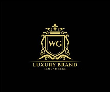 Kaligrafik kadın çiçekli el, heraldik monogram antika vintage stil lüks logo tasarımı Premium Vector çizdi.