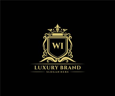 Kaligrafik kadın çiçekli el, heraldik monogram antika vintage stil lüks logo tasarımı Premium Vector çizdi.