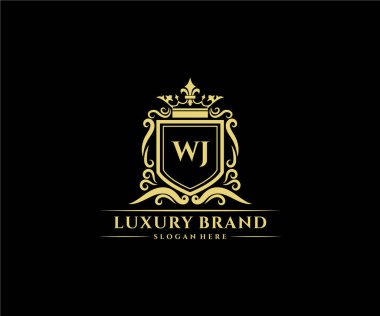 Kaligrafik kadın çiçekli el, heraldik monogram antika vintage stil lüks logo tasarımı Premium Vector çizdi.