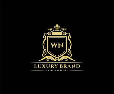 Kaligrafik kadın çiçekli el, heraldik monogram antika vintage stil lüks logo tasarımı Premium Vector çizdi.