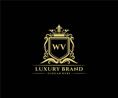 Kaligrafik kadın çiçekli el, heraldik monogram antika vintage stil lüks logo tasarımı Premium Vector çizdi.