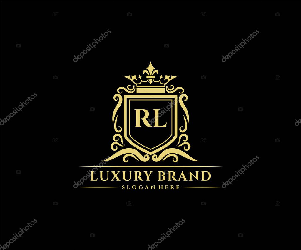 Calligraphic feminine floral hand drawn heraldic monogram antique vintage style luxury logo design Premium Vector