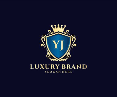 Kaligrafik kadın çiçekli el, heraldik monogram antika vintage stil lüks logo tasarımı Premium Vector çizdi.