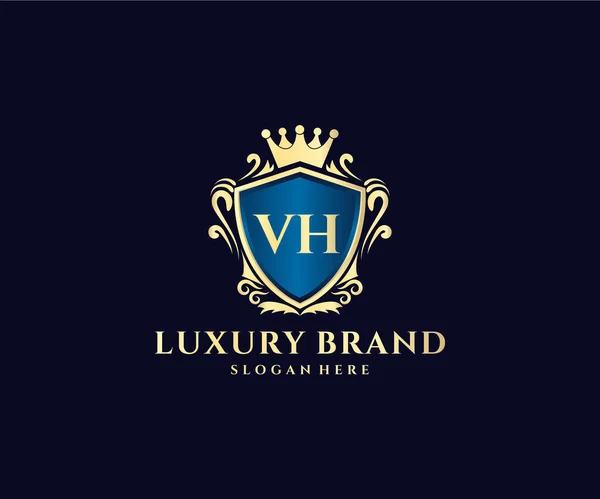 그래픽 손그리기 Heraldic Monogram Antique Vintage Style Luxury Logo Design — 스톡 벡터