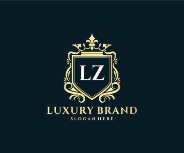 Kaligrafik kadın çiçekli el, heraldik monogram antika vintage stil lüks logo tasarımı Premium Vector çizdi.