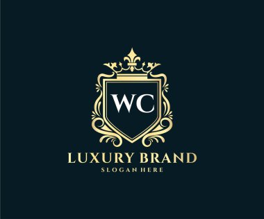 Kaligrafik kadın çiçekli el, heraldik monogram antika vintage stil lüks logo tasarımı Premium Vector çizdi.