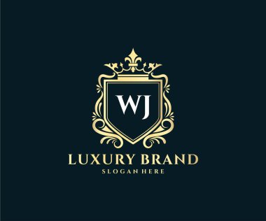 Kaligrafik kadın çiçekli el, heraldik monogram antika vintage stil lüks logo tasarımı Premium Vector çizdi.