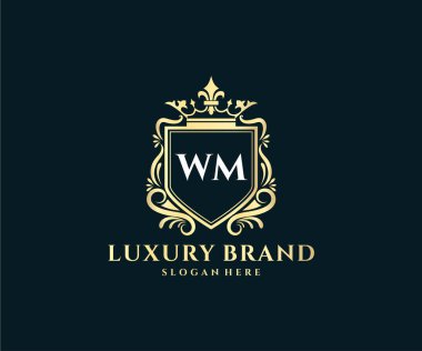 Kaligrafik kadın çiçekli el, heraldik monogram antika vintage stil lüks logo tasarımı Premium Vector çizdi.