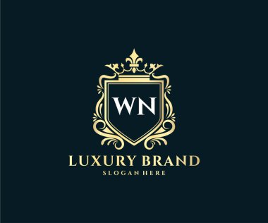 Kaligrafik kadın çiçekli el, heraldik monogram antika vintage stil lüks logo tasarımı Premium Vector çizdi.