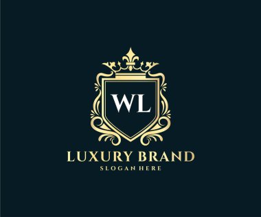 Kaligrafik kadın çiçekli el, heraldik monogram antika vintage stil lüks logo tasarımı Premium Vector çizdi.