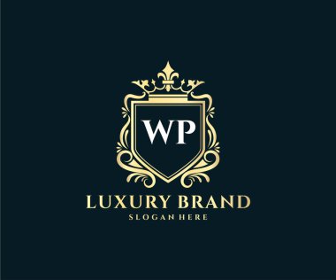 Kaligrafik kadın çiçekli el, heraldik monogram antika vintage stil lüks logo tasarımı Premium Vector çizdi.