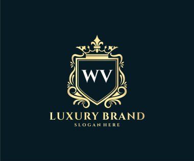 Kaligrafik kadın çiçekli el, heraldik monogram antika vintage stil lüks logo tasarımı Premium Vector çizdi.