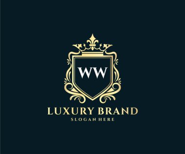 Kaligrafik kadın çiçekli el, heraldik monogram antika vintage stil lüks logo tasarımı Premium Vector çizdi.