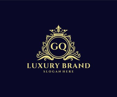 Kaligrafik kadın çiçekli el, heraldik monogram antika vintage stil lüks logo tasarımı Premium Vector çizdi.