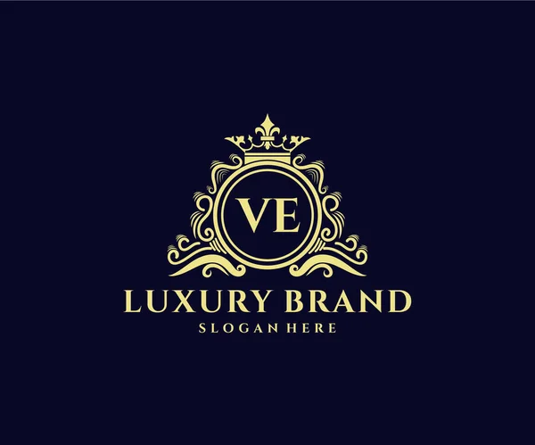 그래픽 손그리기 Heraldic Monogram Antique Vintage Style Luxury Logo Design — 스톡 벡터