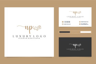NP Kadın logo koleksiyonları ve iş kartı şablonu Premium Vektörü