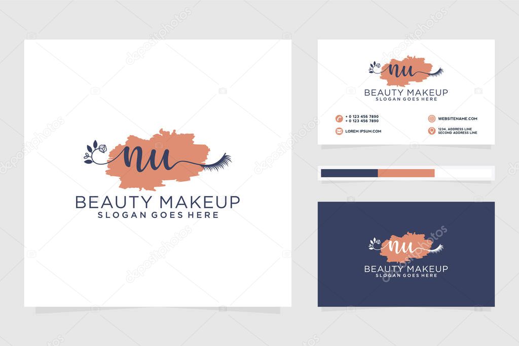 NU Feminine logo collections and business card template Premium Vector