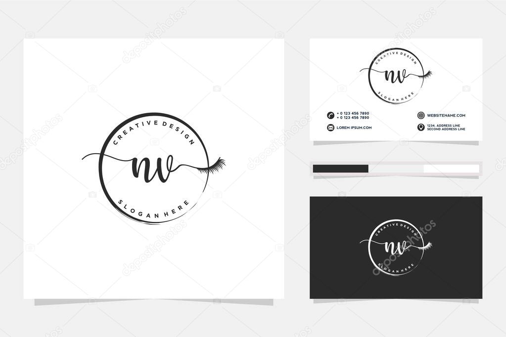 NV Feminine logo collections and business card template Premium Vector