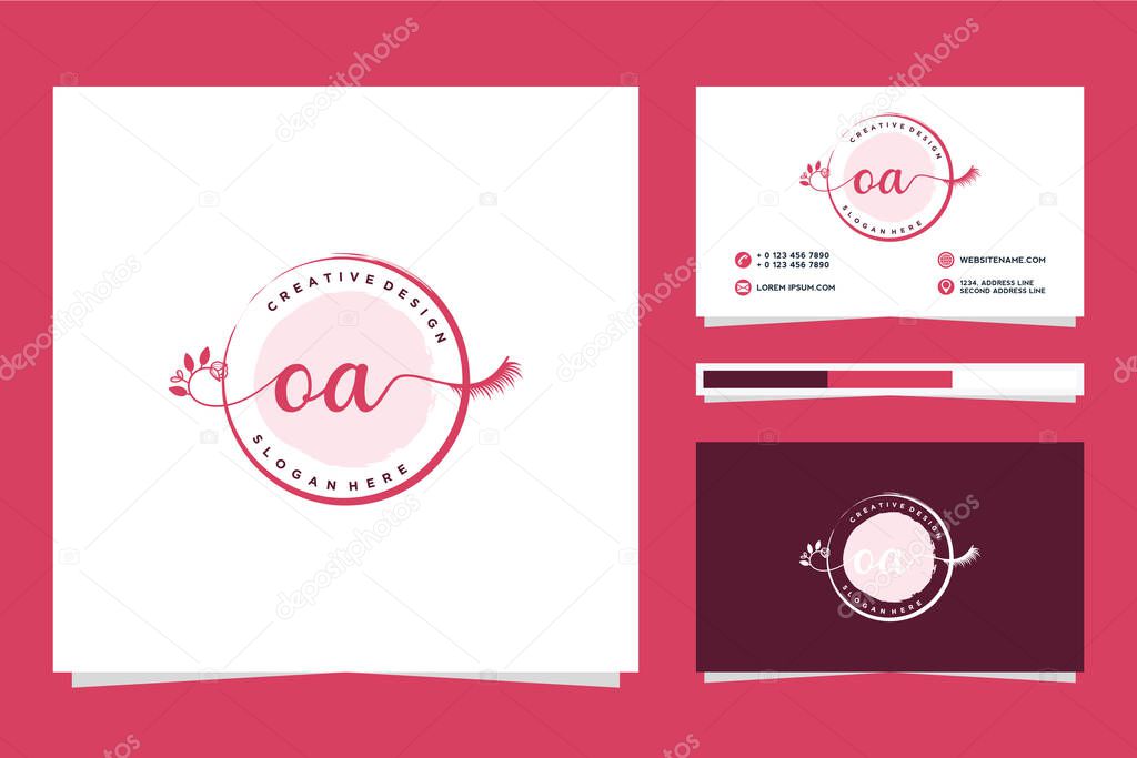 OA Feminine logo collections and business card template Premium Vector