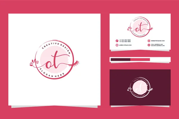 Feminine Logokollektionen Und Visitenkartenvorlage Premium Vector — Stockvektor