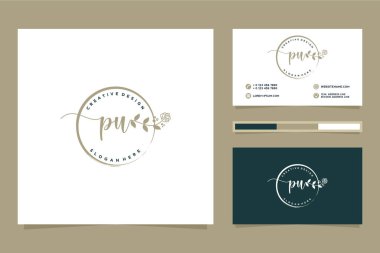 PU Kadın logo koleksiyonları ve iş kartı şablonu Premium Vektörü