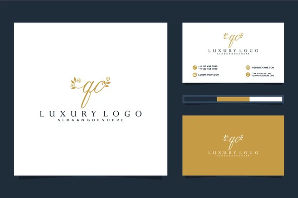 Feminine Logokollektionen Und Visitenkartenvorlage Premium Vector — Stockvektor