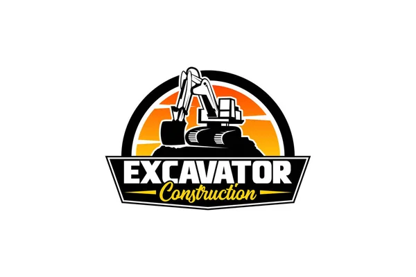 Vettore Modello Logo Escavatore Vettore Logo Attrezzature Pesanti Società Costruzioni — Vettoriale Stock