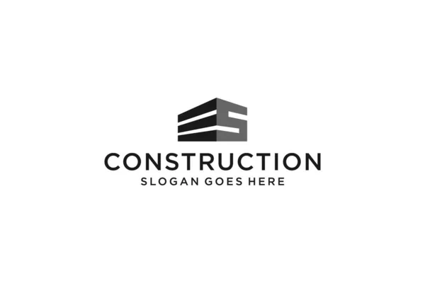 Letter Real Estate Logo Construction Architecture Building Logo Design Template — Stok Vektör
