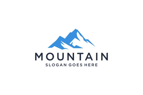 Abstract Mountain Logo White Shape Linear Style Isolated Blue Color — Vetor de Stock