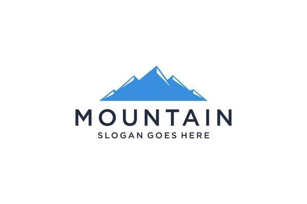 Abstract Mountain Logo White Shape Linear Style Isolated Blue Color — Vetor de Stock