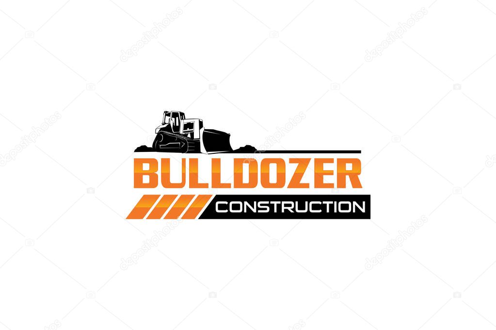 Bulldozer logo template vector. Heavy equipment logo vector for construction company. Creative excavator illustration