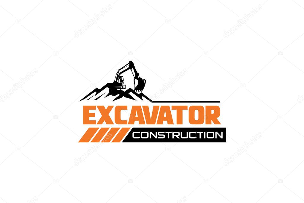 Excavator logo template vector. Heavy equipment logo vector for construction company. Creative excavator illustration for logo.