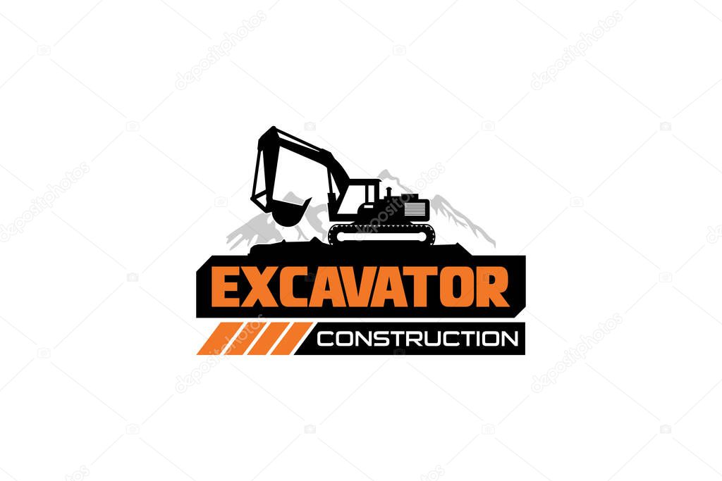 Excavator logo template vector. Heavy equipment logo vector for construction company. Creative excavator illustration for logo.